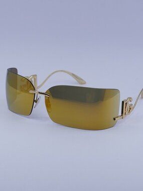 Dolce & Gabbana DG2319 02/5A Sunglasses Gold Rectangle Frame, Gold Mirror Lenses